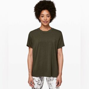 Lululemon All Yours Boyfriend Tee Shirt in Dark Olive - Size 4